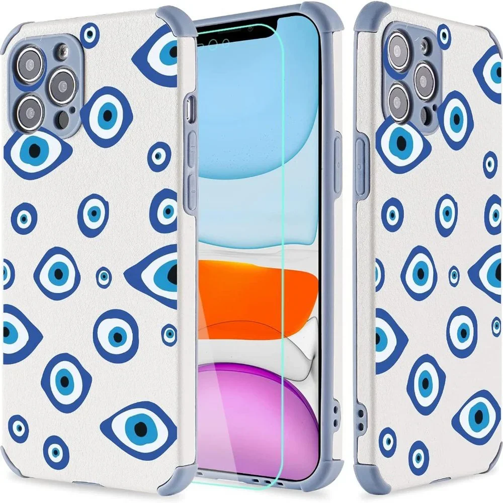 Cute Case for iPhone 13 Pro Max with Screen Protector Evil Eye